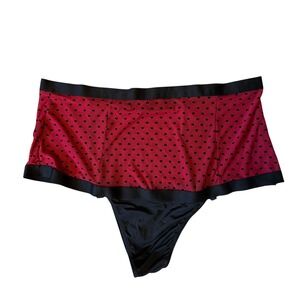Fantasy Lingerie Red Black Heart Print High Waisted Skirted Thong Panty 3X